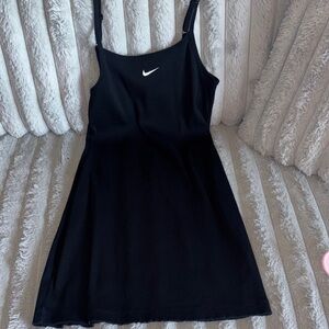 NWOT Nike Black Ribbed Slip Dress with White Swoosh Size Small🖤